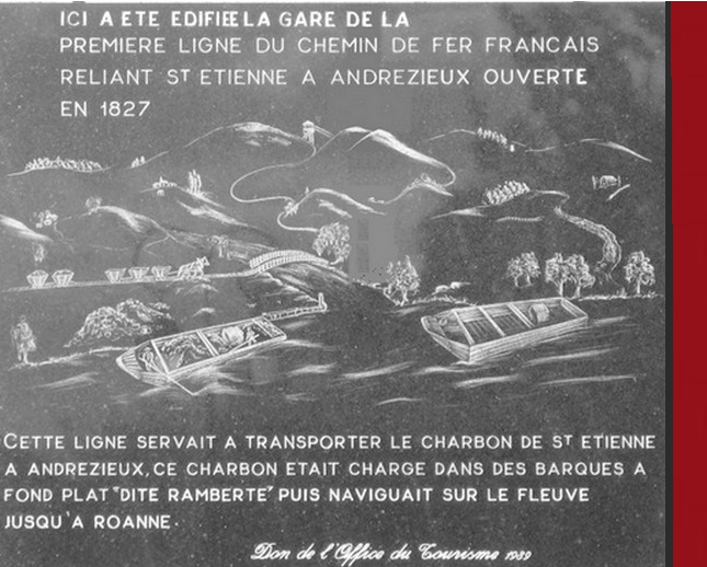 PLAQUETTE DU PREMIER CHEMIN DE FER FRANCAIS, Andrézieux