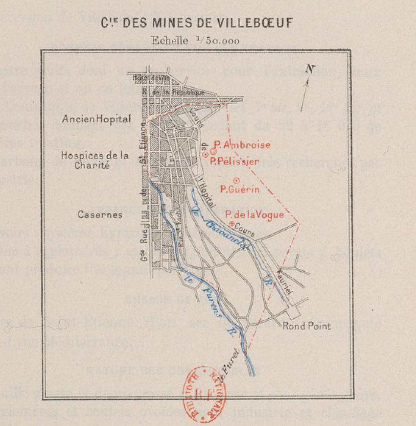 COMPAGNIE DES MINES DE VILLEBOEUF, Saint-Étienne 1908